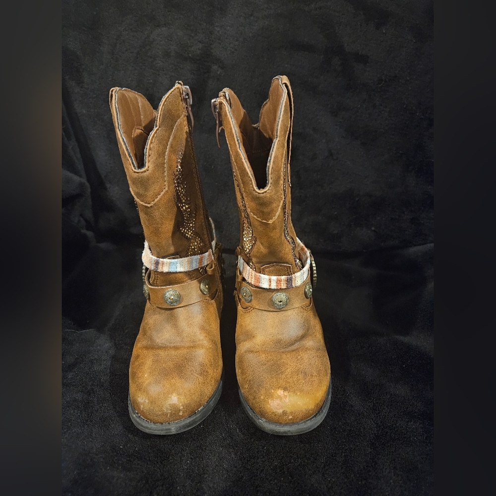 Rodeo Ropers Brown Kids Boots with Accents